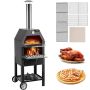 Outdoor Wood-Fired Pizza Oven, 12 Inch, 2 Layers, with Wheels, Up to 900℉