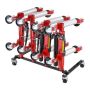 Jack stand with storage box, 360° castors, capacity for 4 trolleys