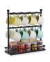 Coffee cup holder for countertop, 16 hooks, 2 tiers, carbon steel, matte black