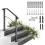 Outdoor staircase railing, wrought iron, black, 2-3 steps