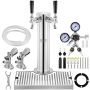 Beer dispensing tower dispenser, stainless steel, 2 taps, W21.8 regulator