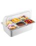 Stainless steel serving tray with 3 cooling boxes, 6 places