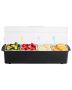 Refrigerated 4-compartment condiment container with lid, ice-cooled