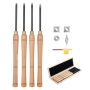 Wood lathe tool set, 4 pieces, with wooden handle