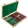 Wood Chisel Set, 8 pcs, Lathe, 7-9 inches, Red Case