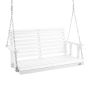 Wooden porch swing, 1.2m, white, sturdy with chains, 880lb load capacity