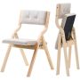 Wooden folding chairs with cushions, 2 pcs., beige