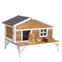 Insulated wooden cat house with platform, 110x85x78 cm