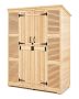 Large wooden outdoor storage shed 147x198 cm with metal frame and lockable door