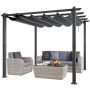 10'x10' alumīnija āra izvelkama pergola ar nojumi, pelēka