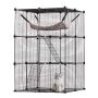 Large 3-tier metal cat cage with hammock, 28x28x41 cm, black