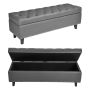 Ottoman bench with storage compartment, PU leather, gray, solid wood legs