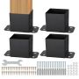 Post bases 142x142 mm, 4 pcs., matte black, powder coated