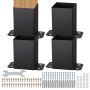 Post bases 101.6x101.6 mm, 4 pcs., matt black wooden holders