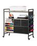 Craft trolley with table, casters, 20 holders, 3 drawers, black