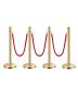 4 pcs stainless steel gold posts with red ropes, 5 feet barrier set