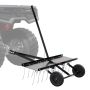 Towed lawn rake 40 inches with 20 steel tines, lifting handle