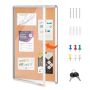 Closed cork board 36x24" with aluminum frame and lockable display case