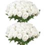 Artificial white roses with stems, 60 pcs., wedding decorations