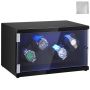 Clock winding mechanism with Japanese motors and LED, black PU case