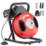 Sewer cleaning machine with snake-shaped thread, 50ft x 1/2 inch, manual, for 2-4 inch pipes