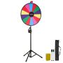 610 mm rotating prize wheel with tripod, 14 slots, adjustable height, 6 colors