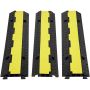 3 pcs. rubber cable safety ramps, 2 channels, 5443 kg load capacity, with cover and warning signs