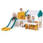 Outdoor playhouse for children with slide, basketball and tunnel, HDPE plastic