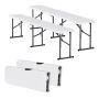 Foldable 6ft white plastic portable bench, 2 pcs.