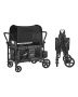 Foldable 4-seater pushchair with canopy, dark grey