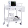Laboratory trolley, 2 tiers, white, with 2 drawers and 4 casters