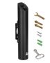 Cylindrical black stainless steel cigarette butt container, wall-mounted, weatherproof