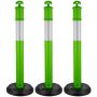 3 traffic sign posts with fillable base, green, 1140 mm