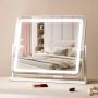 Cosmetic LED mirror with 5x magnification, lighting and USB, white