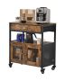 Coffee Bar Cabinet with 4 Tier Storage and Casters, 24x14x28 inches