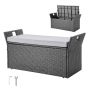 Outdoor storage box, double PE rattan, 151 L, weatherproof, with cushion and handle