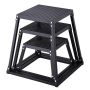 Plyometric box 12/18/24 inches, black, non-slip for training