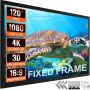 120 collu fiksēta rāmja 16:9 projektora ekrāns 4K HDTV kinoteātriem