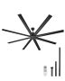 Ceiling fan 213 cm, 8 blades, black, without lighting, remote control