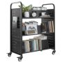 Library trolley with books, 150 kg, black, 97x51.5x122.5 cm