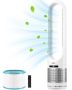Tower floor fan with HEPA filter, 8 speeds, 80° oscillation, timer, remote control