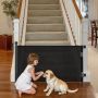Retractable mesh gate for children and dogs, black, 143 cm wide