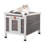 Wooden Outdoor Cat and Rabbit House with PVC Door, Weatherproof, 21x17x17 inches