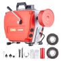 Electric drain cleaning auger 420W, 120 ft x 7/8 inch, with tools and steel cables