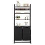 Tall 4-tier laundry sorting bin with shelves and hooks, 600D oxford fabric
