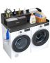 Wooden washing machine and dryer countertop with shelf, 54x27 cm, black