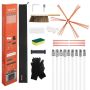 Chimney sweep set, 9 m extendable, for square fireplaces