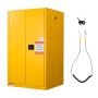 Flammable storage cabinet, 65 gallons, galvanized steel, yellow, 96x86x165 cm