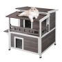 Outdoor wooden cat house, weatherproof, double, with balcony, 30x30x32"
