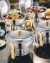 Buffet cutlery set with 4 pans, 5 L, gold